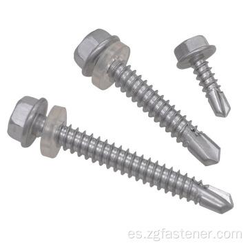 Head Hex Metal Tek Tornillo de perforación con lavadora